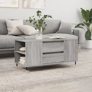 vidaXL Table basse sonoma gris 102x44,5x50 cm bois d'ingénierie pas cher