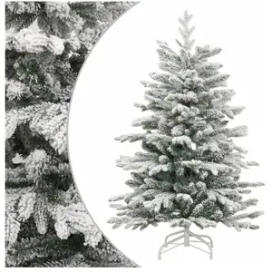 vidaXL Sapin de Noël artificiel à charnières avec neige floquée 210 cm pas cher