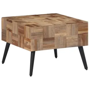 vidaXL Table basse gris 55x55x40 cm teck de récupération massif pas cher