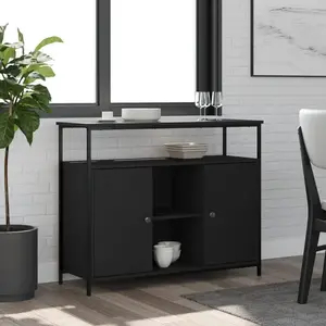 Comparateur de prix : vidaXL Buffet noir 100x35x80 cm bois d'ingénierie