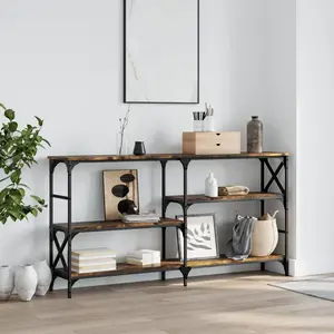 vidaXL Table console chêne fumé 150x29x76,5 cm bois d'ingénierie pas cher