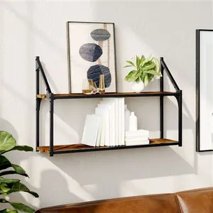 Comparateur de prix : vidaXL Étagère murale 2 niveaux chêne fumé 80x21x51 cm bois ingénierie