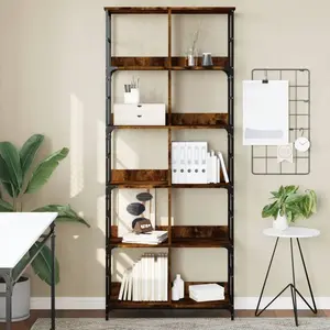vidaXL Bibliothèque chêne fumé 78,5x33x188,5 cm bois d'ingénierie pas cher