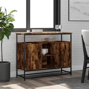 vidaXL Buffet chêne fumé 100x35x80 cm bois d'ingénierie pas cher