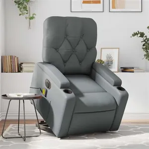 vidaXL Fauteuil inclinable de massage électrique gris similicuir pas cher