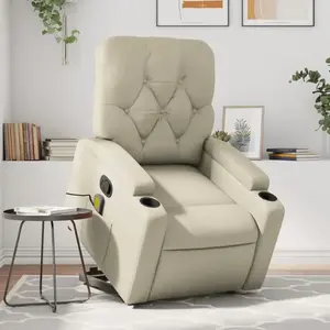 vidaXL Fauteuil inclinable de massage Crème Similicuir pas cher