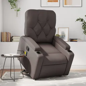 vidaXL Fauteuil inclinable de massage Marron Similicuir pas cher