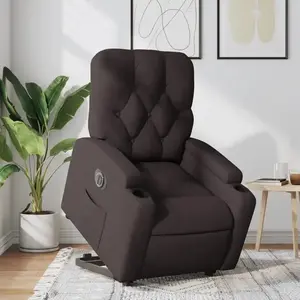 Fauteuil inclinable électrique marron foncé tissu Vidaxl Marron foncé pas cher