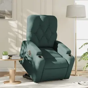 vidaXL Fauteuil inclinable électrique vert foncé tissu pas cher