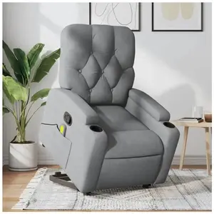vidaXL Fauteuil de massage inclinable Gris clair Tissu pas cher