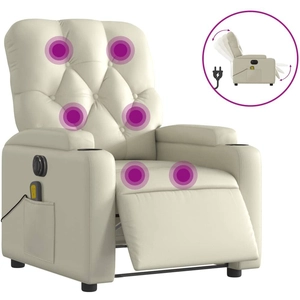 vidaXL Fauteuil de massage inclinable électrique crème similicuir pas cher