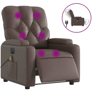 vidaXL Fauteuil de massage inclinable électrique marron similicuir pas cher