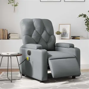 vidaXL Fauteuil de massage inclinable électrique gris similicuir pas cher
