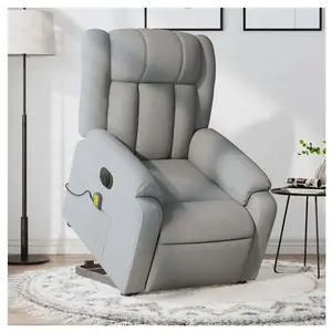 vidaXL Fauteuil inclinable de massage électrique Gris clair Tissu pas cher