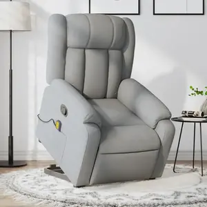 vidaXL Fauteuil de massage inclinable Gris clair Tissu pas cher