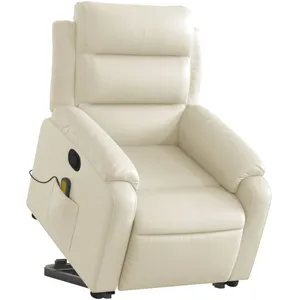 vidaXL Fauteuil inclinable de massage Crème Similicuir pas cher