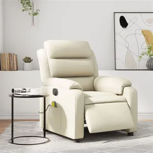 vidaXL Fauteuil de massage inclinable électrique crème similicuir pas cher