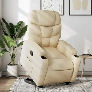 vidaXL Fauteuil inclinable Crème Tissu pas cher