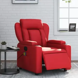 vidaXL Fauteuil de massage inclinable électrique rouge similicuir pas cher