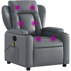 vidaXL Fauteuil de massage inclinable électrique gris similicuir pas cher