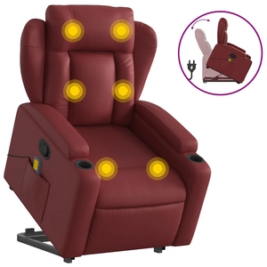 vidaXL Fauteuil inclinable de massage Rouge bordeaux Similicuir pas cher