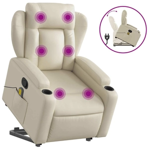 vidaXL Fauteuil inclinable de massage Crème Similicuir pas cher