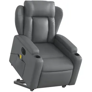 Comparateur de prix : vidaXL Fauteuil inclinable de massage électrique gris similicuir