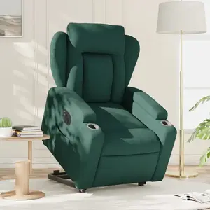 vidaXL Fauteuil inclinable électrique vert foncé tissu pas cher
