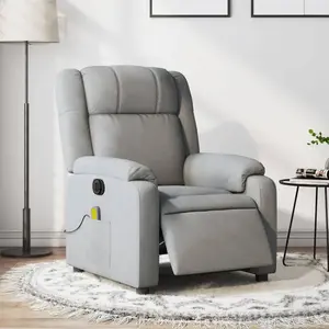 vidaXL Fauteuil de massage inclinable électrique gris clair tissu pas cher