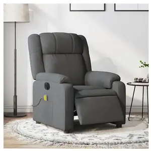 vidaXL Fauteuil inclinable de massage électrique gris foncé tissu pas cher