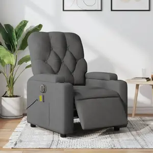 vidaXL Fauteuil inclinable de massage électrique gris foncé tissu pas cher