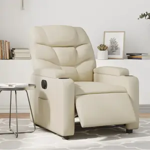 vidaXL Fauteuil inclinable électrique Crème Similicuir pas cher