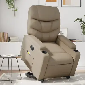 vidaXL Fauteuil inclinable de massage électrique cappuccino similicuir pas cher