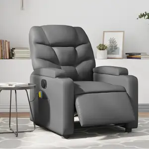 vidaXL Fauteuil de massage inclinable électrique gris similicuir pas cher