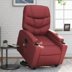 vidaXL Fauteuil inclinable de massage Rouge bordeaux Similicuir pas cher
