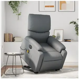 vidaXL Fauteuil inclinable de massage électrique gris similicuir pas cher