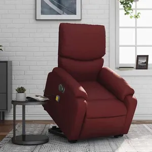 vidaXL Fauteuil inclinable de massage électrique rouge bordeaux pas cher