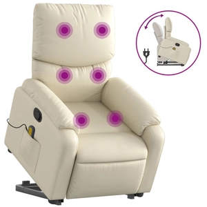 vidaXL Fauteuil inclinable de massage Crème Similicuir pas cher