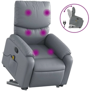 vidaXL Fauteuil inclinable de massage Gris Similicuir pas cher
