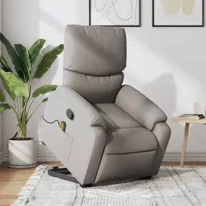 vidaXL Fauteuil inclinable de massage Taupe Tissu pas cher
