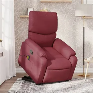 vidaXL Fauteuil inclinable de massage Rouge bordeaux Tissu pas cher