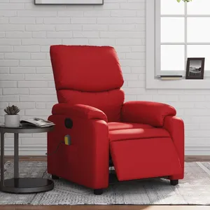 vidaXL Fauteuil de massage inclinable électrique rouge similicuir pas cher