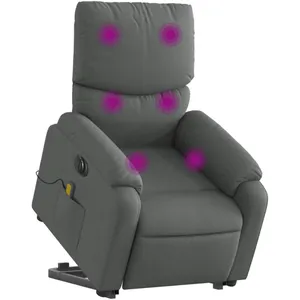 vidaXL Fauteuil inclinable de massage électrique Gris foncé Tissu pas cher