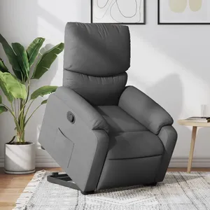 vidaXL Fauteuil inclinable Gris foncé Tissu pas cher