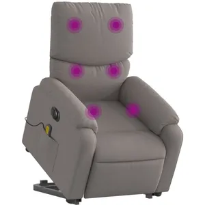 vidaXL Fauteuil inclinable de massage électrique Taupe Tissu pas cher