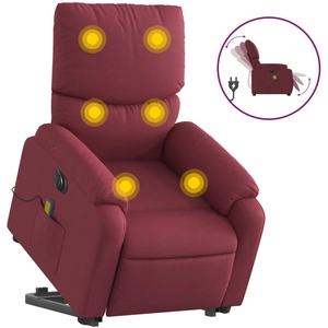 vidaXL Fauteuil inclinable de massage électrique Rouge bordeaux Tissu pas cher