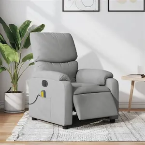 vidaXL Fauteuil de massage inclinable électrique gris clair tissu pas cher