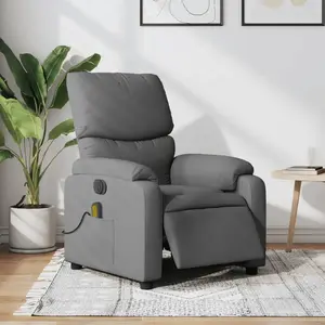 vidaXL Fauteuil inclinable de massage électrique gris foncé tissu pas cher