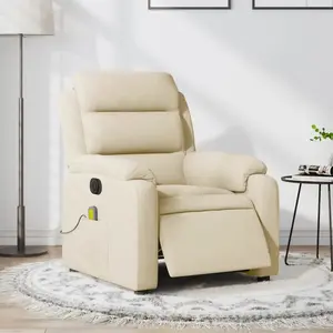 vidaXL Fauteuil inclinable de massage électrique crème tissu pas cher