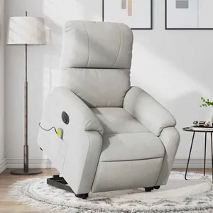 vidaXL Fauteuil inclinable de massage électrique gris clair pas cher